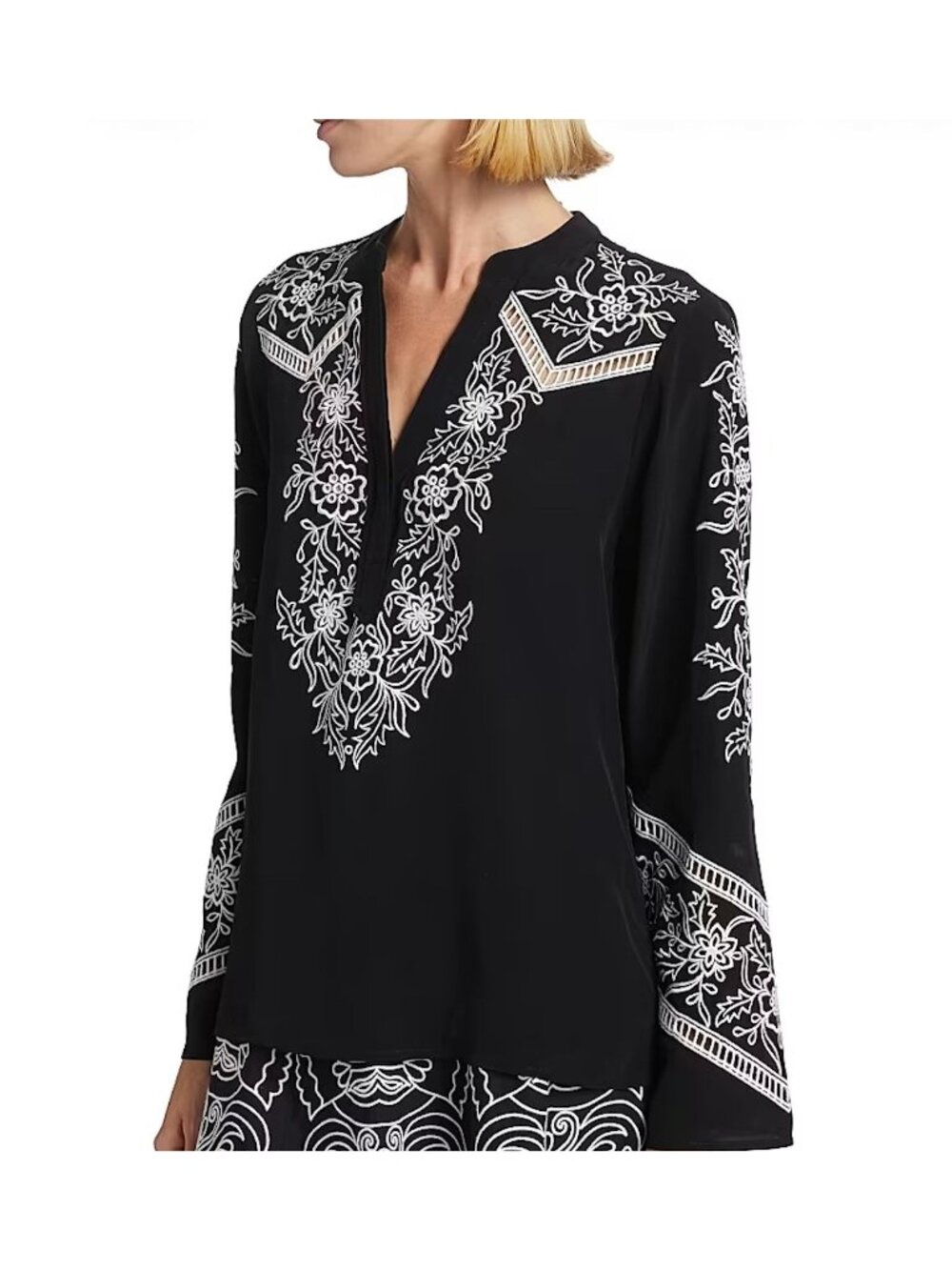 NWOT Figue Women's Paola Floral Embroidered Tunic top, M, 8-10